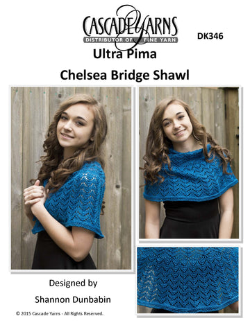 Cascade Yarns DK Chelsea Bridge Shawl Wrap Knitting Pattern