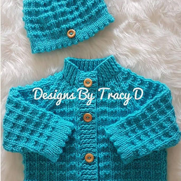 Caitlin Baby Cardigan, Hat & Booties knitting pattern 0-3 & 6-12mths