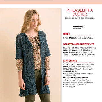 Tahki Yarns Philadelphia Duster Knitting Pattern