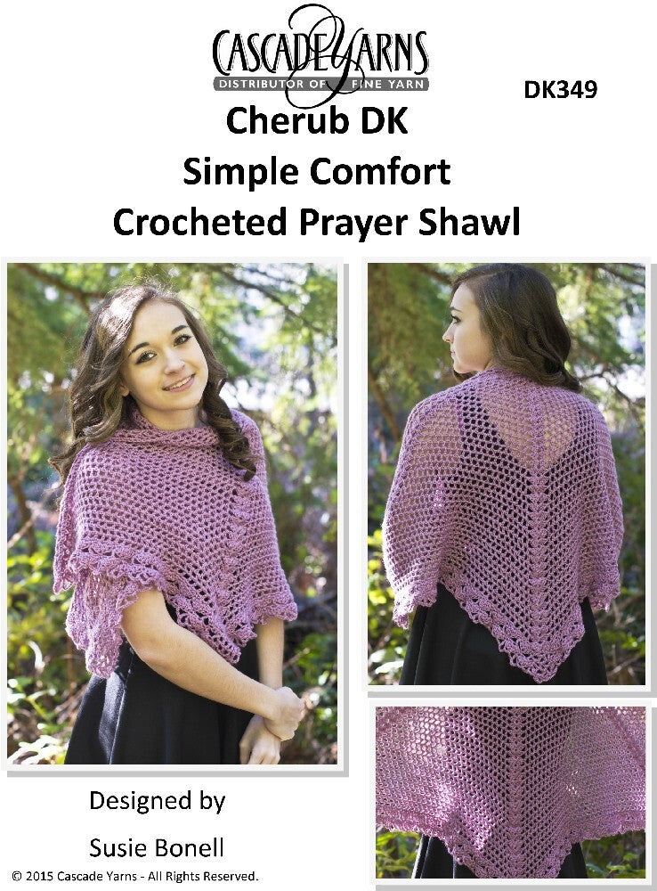 Simple Comfort Crocheted Prayer Shawl in Cascade Cherub DKFree