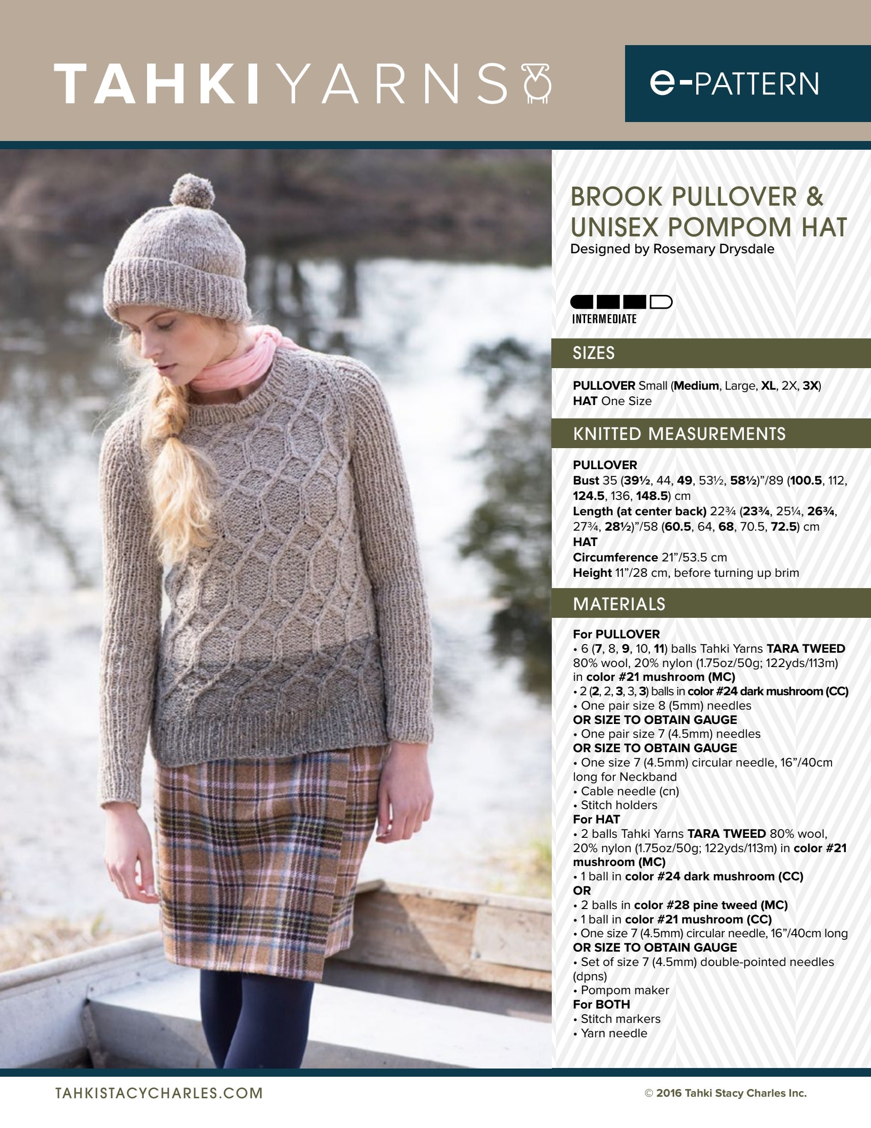 Tahki Yarns Brook Pullover & Unisex Pompom Hat Knitting