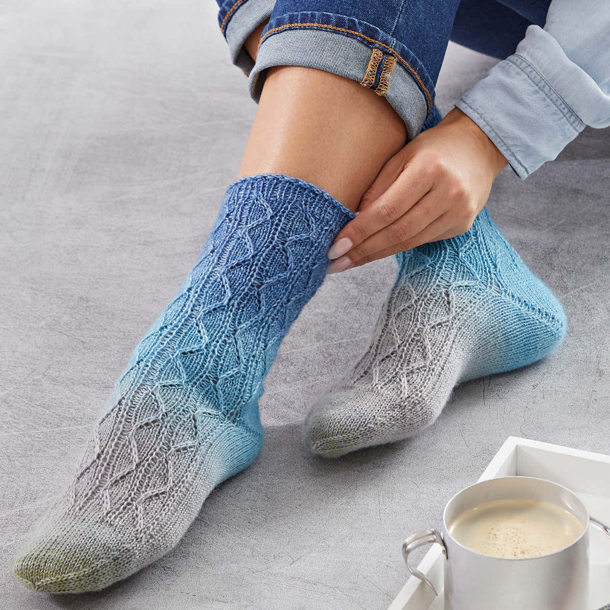 Lana Grossa Zig Zag Pattern Socks in Meilenweit Merino Hand Dyed