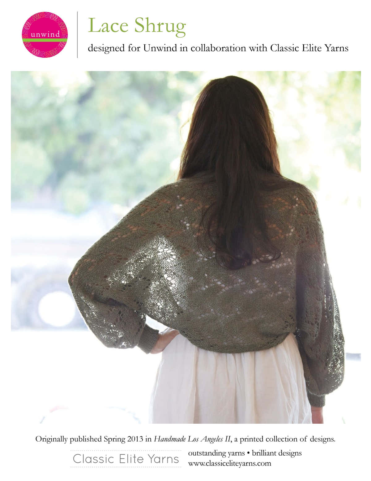 Classic Elite Yarns Lace Shrug Cardigan Knitting Pattern