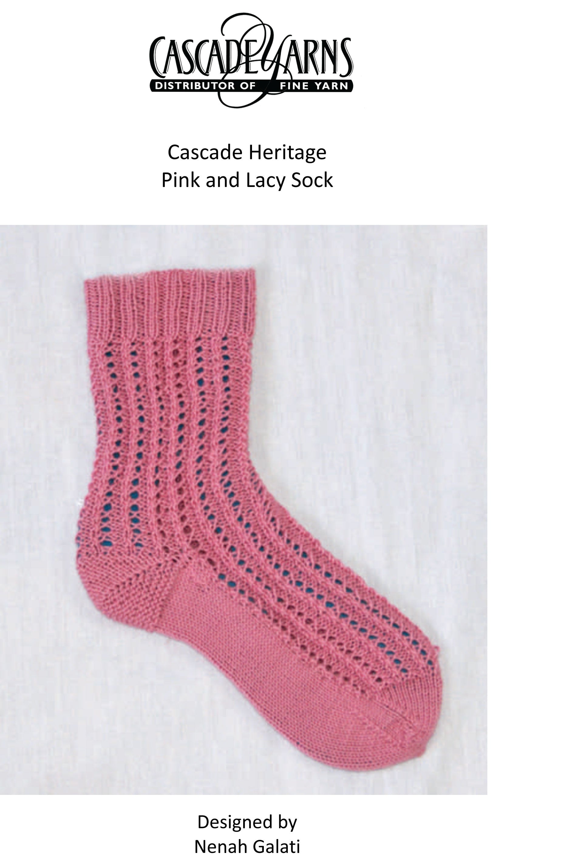 Cascade Yarns Heritage Pink and Lacy Sock Knitting Pattern