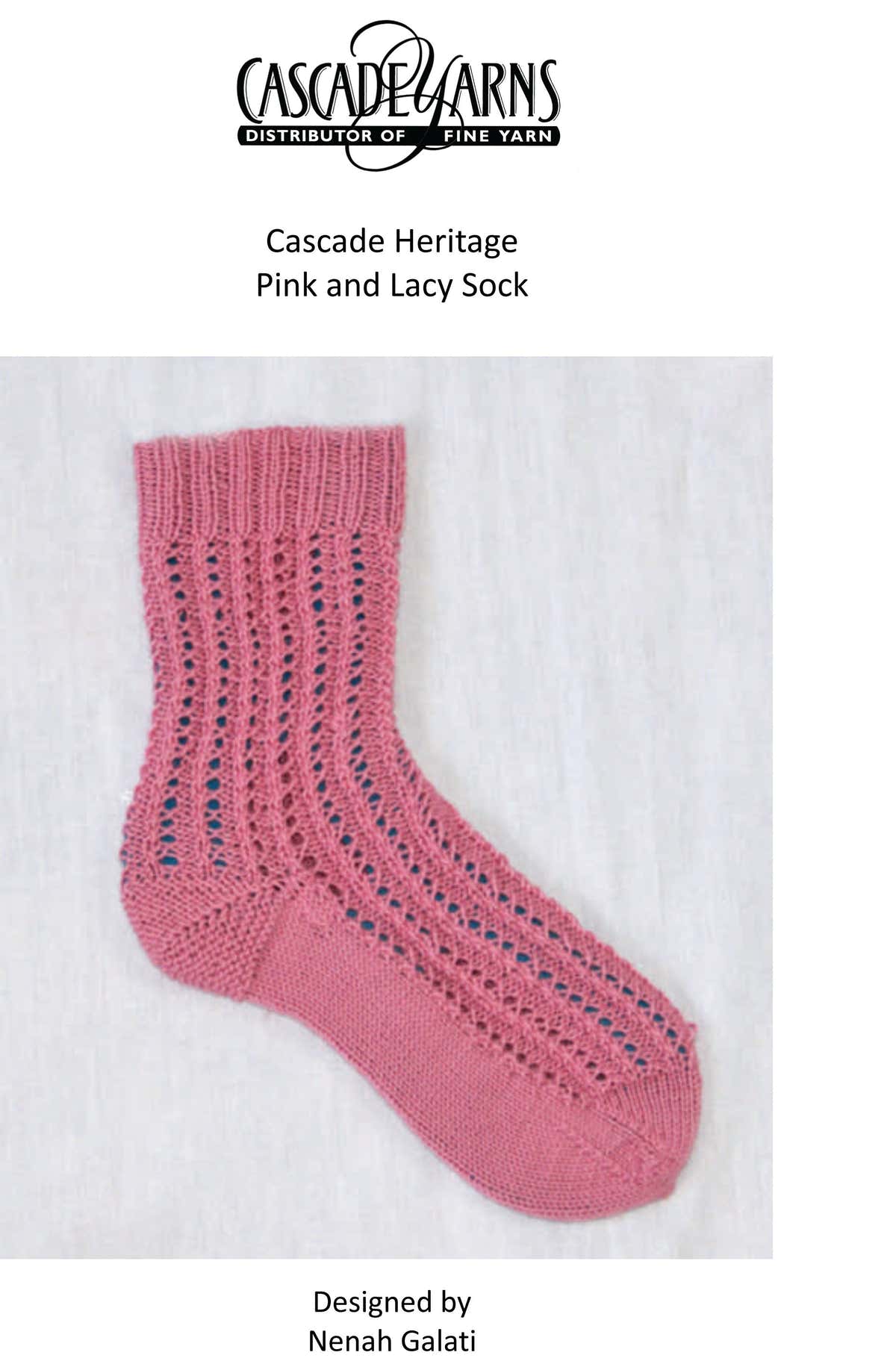 Cascade Yarns Heritage Pink and Lacy Sock Knitting Pattern