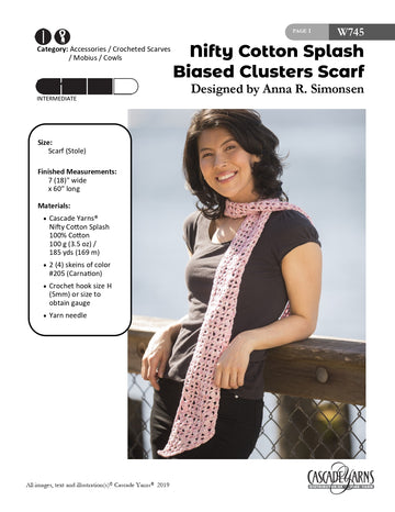 Cascade Yarns W745 Biased Clusters Scarf (Free)