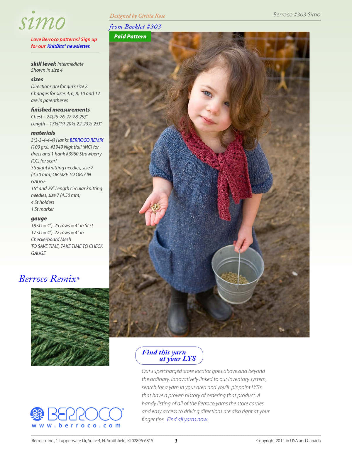 Berroco Simo Dress Knitting Pattern