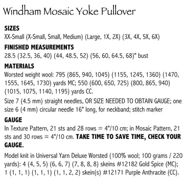 Windham Mosaic Yoke Pullover #196
