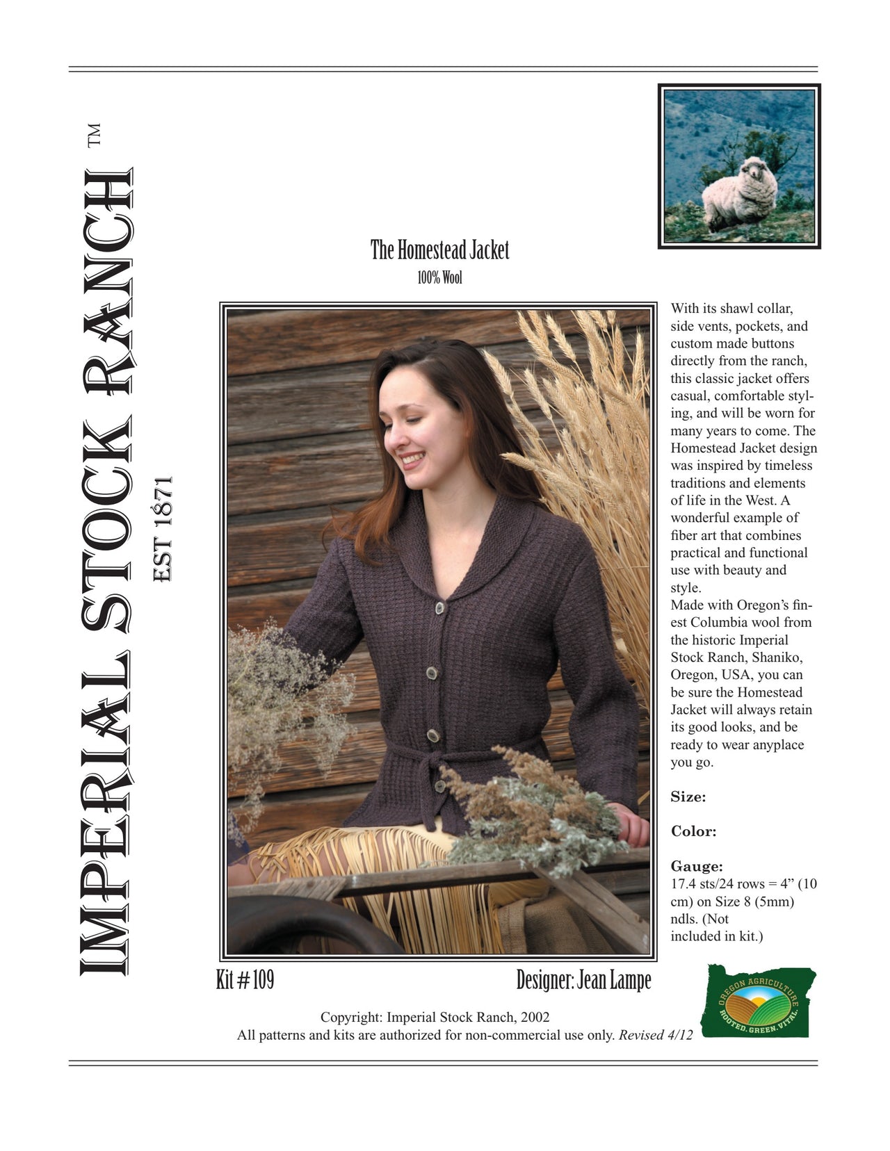 Imperial Yarn Homestead Jacket Cardigan Knitting Pattern
