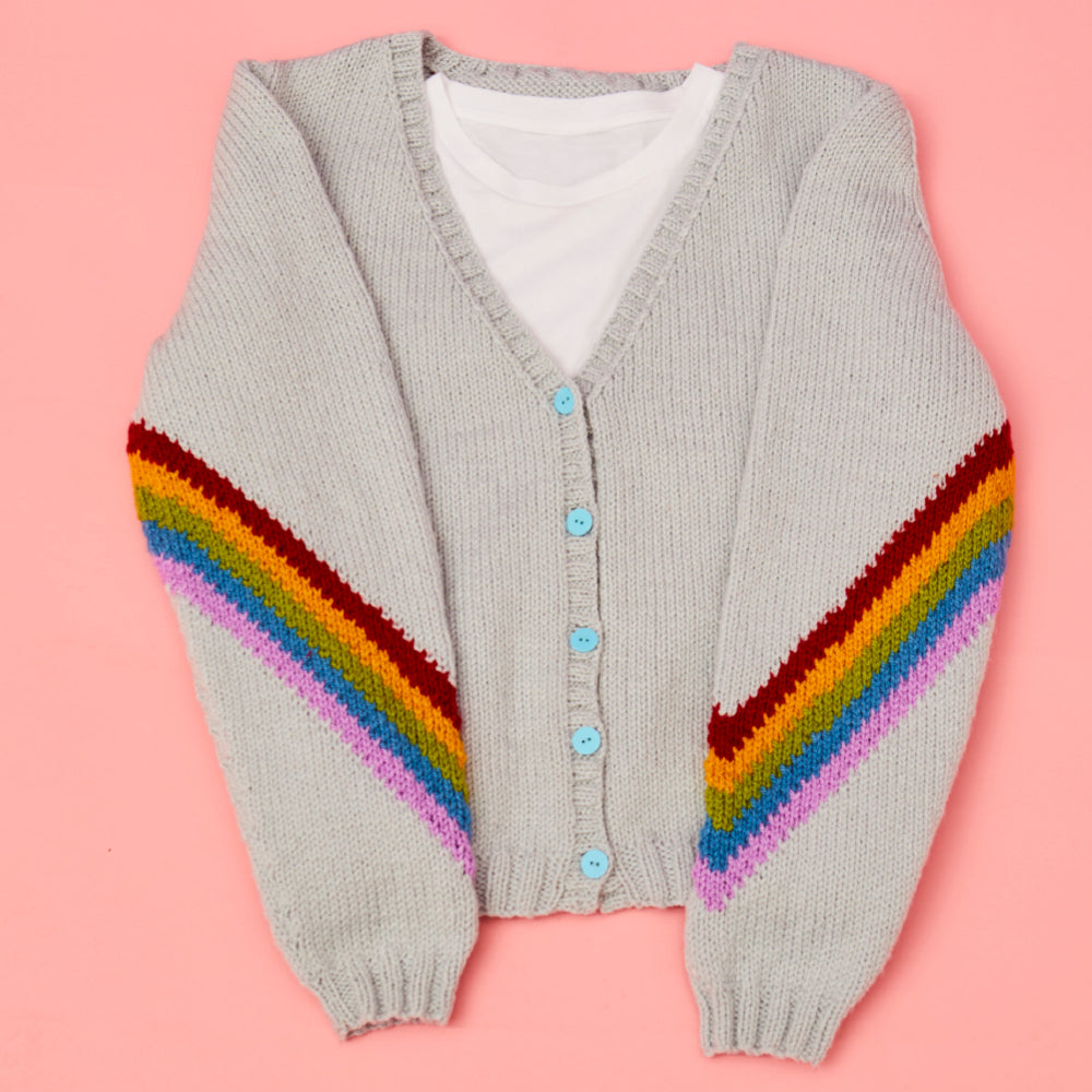 Paintbox Yarns Cosy Rainbow Cardigan Knitting Pattern