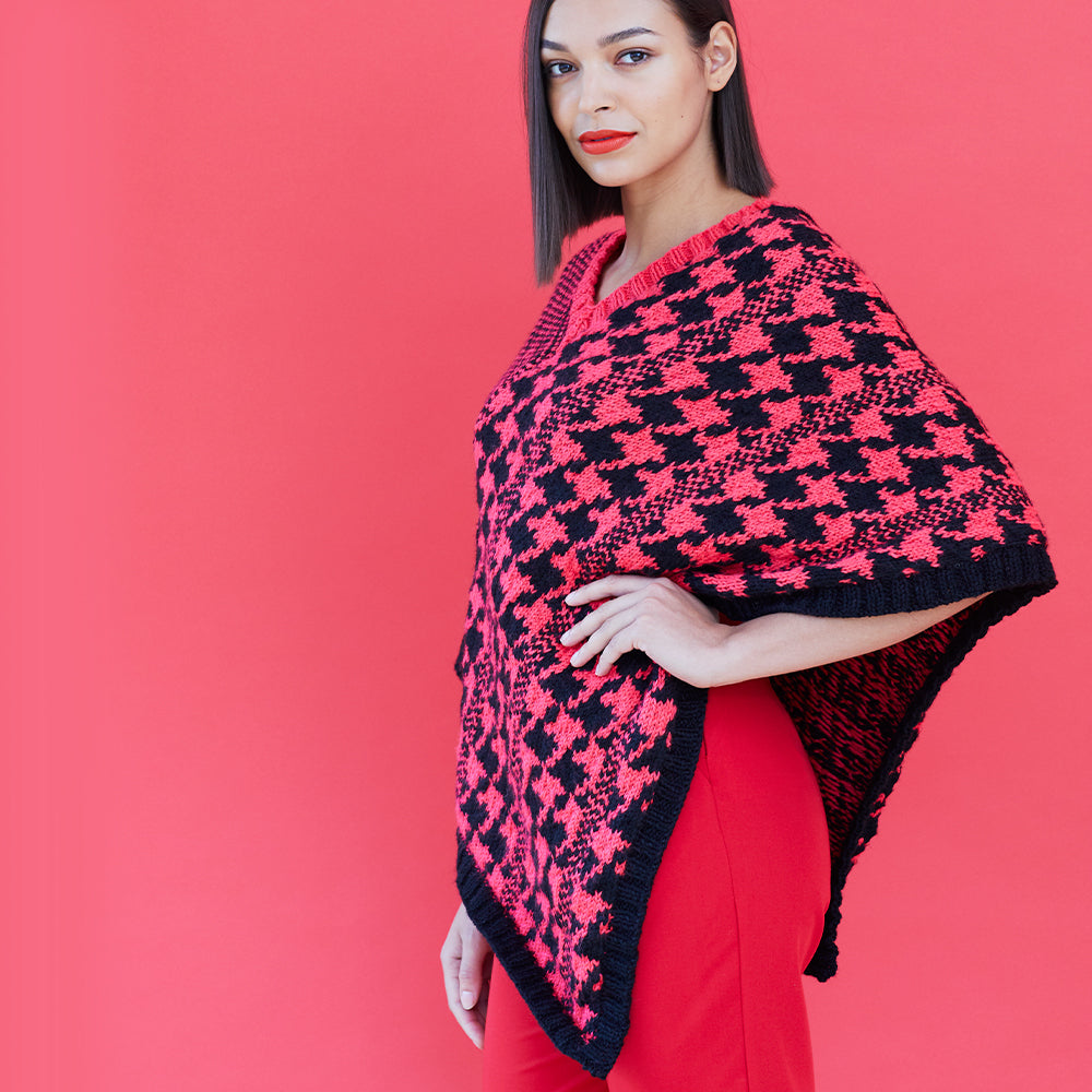 Paintbox Yarns Poppin' Houndstooth Poncho Knitting Pattern