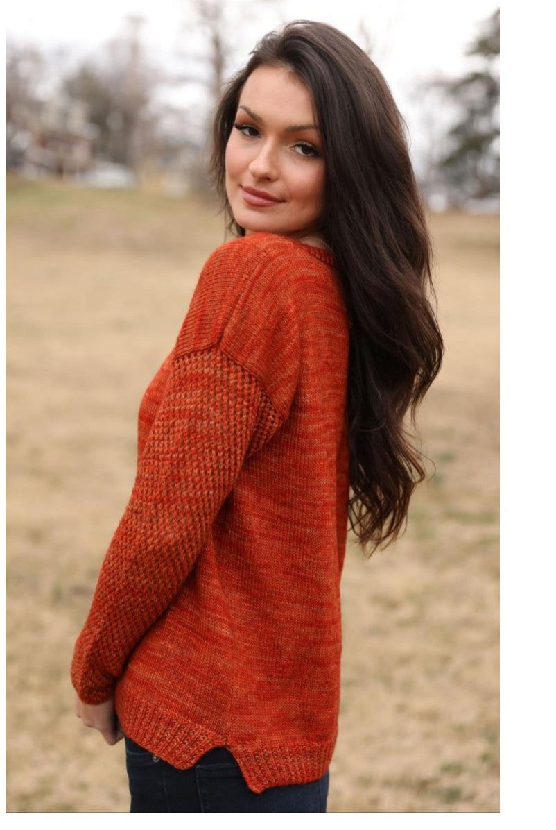 Plymouth Yarn Sassy Sleeve V-Neck Jumper Knitting Pattern