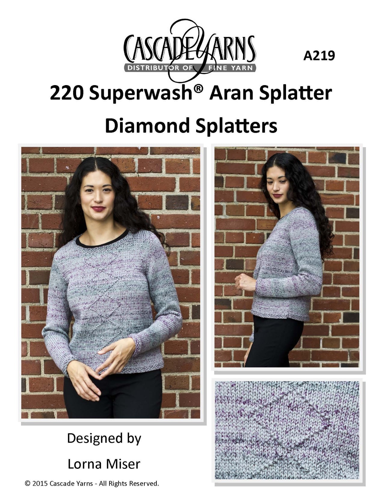Splatter Diamond Splatters in Cascade Yarns 220 Superwash® Aran - A219 - Free PDF