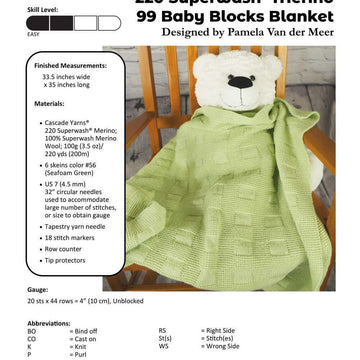 Cascade Yarns W Baby Blocks Blanket Knitting Pattern
