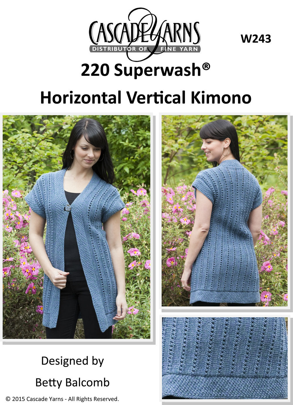 Cascade Yarns W Horizontal Vertical Kimono Knitting Pattern