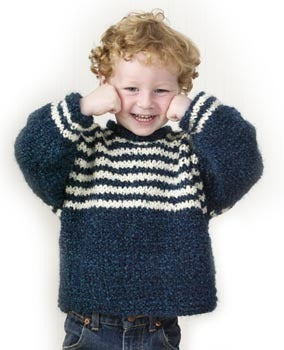 Child's Striped Yoke Pullover in Lion Brand Homespun - LB30145 PDF