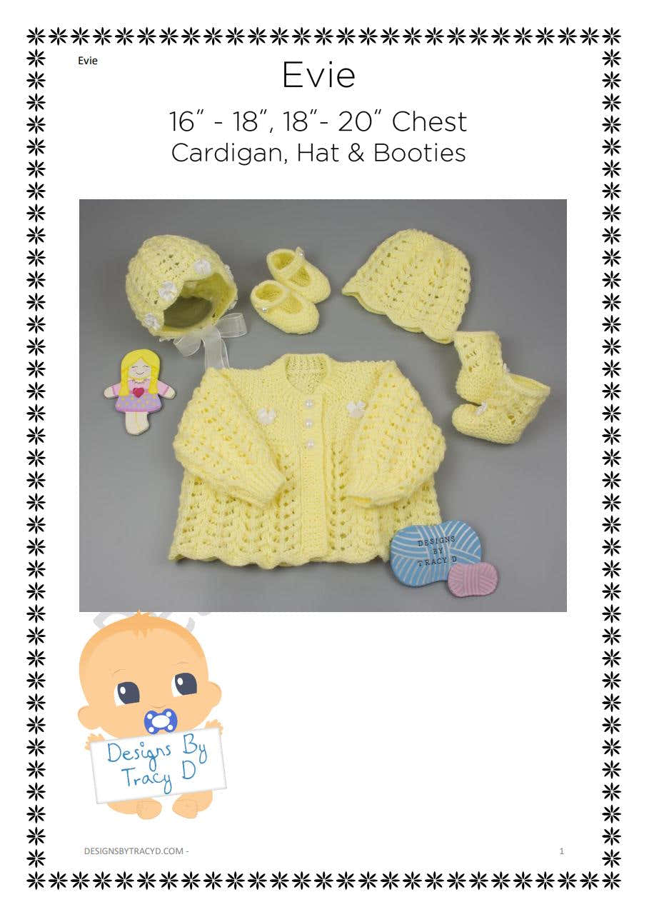Evie baby knitting pattern matinee coat, bonnet, shoes/booties