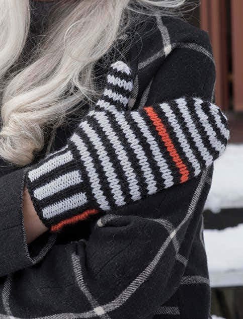Ups and Downs Stripe Hat & Mittens Knitting Pattern