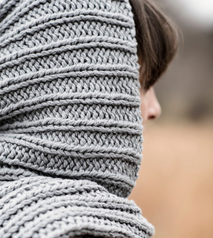 Blue Sky Fibers Breezy Point Hood Scarf Knitting Pattern