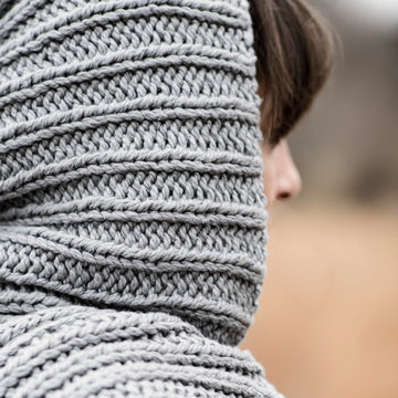 Blue Sky Fibers Breezy Point Hood Scarf Knitting Pattern