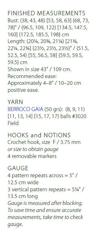 Berroco Azores Top Crochet Pattern