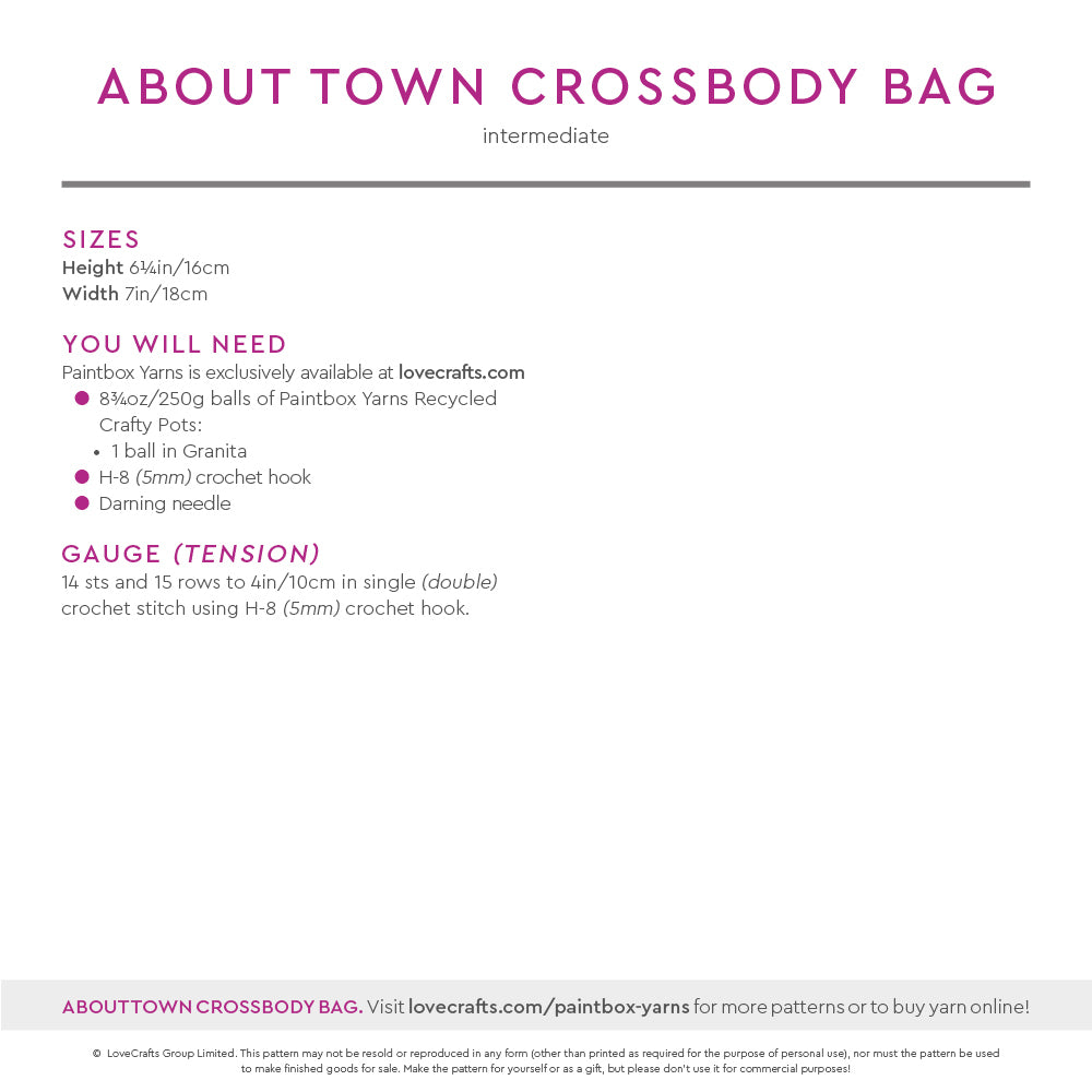 Paintbox Yarns About Town Crossbody Bag Crochet Pattern