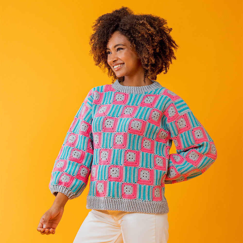Paintbox Yarns Bold Block Sweater Crochet Pattern