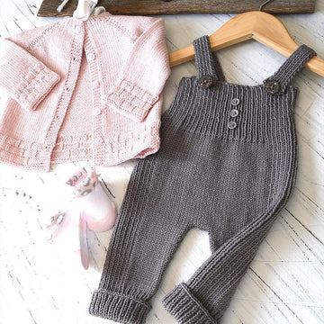 Tiny tots top down cardigan and overalls - P116
