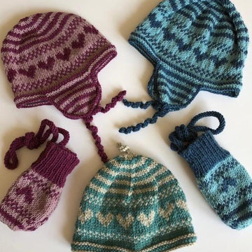 Baby hats with flaps and matching mittens