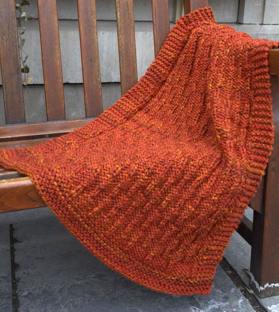 Plymouth Yarn Vertical Lines Throw Blanket Knitting Pattern