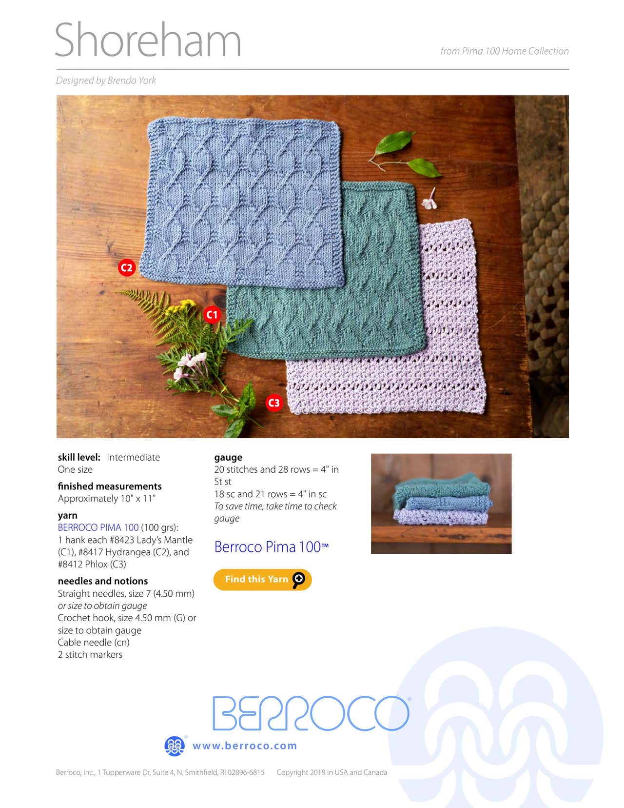 Berroco Shoreham Homeware Crochet Pattern