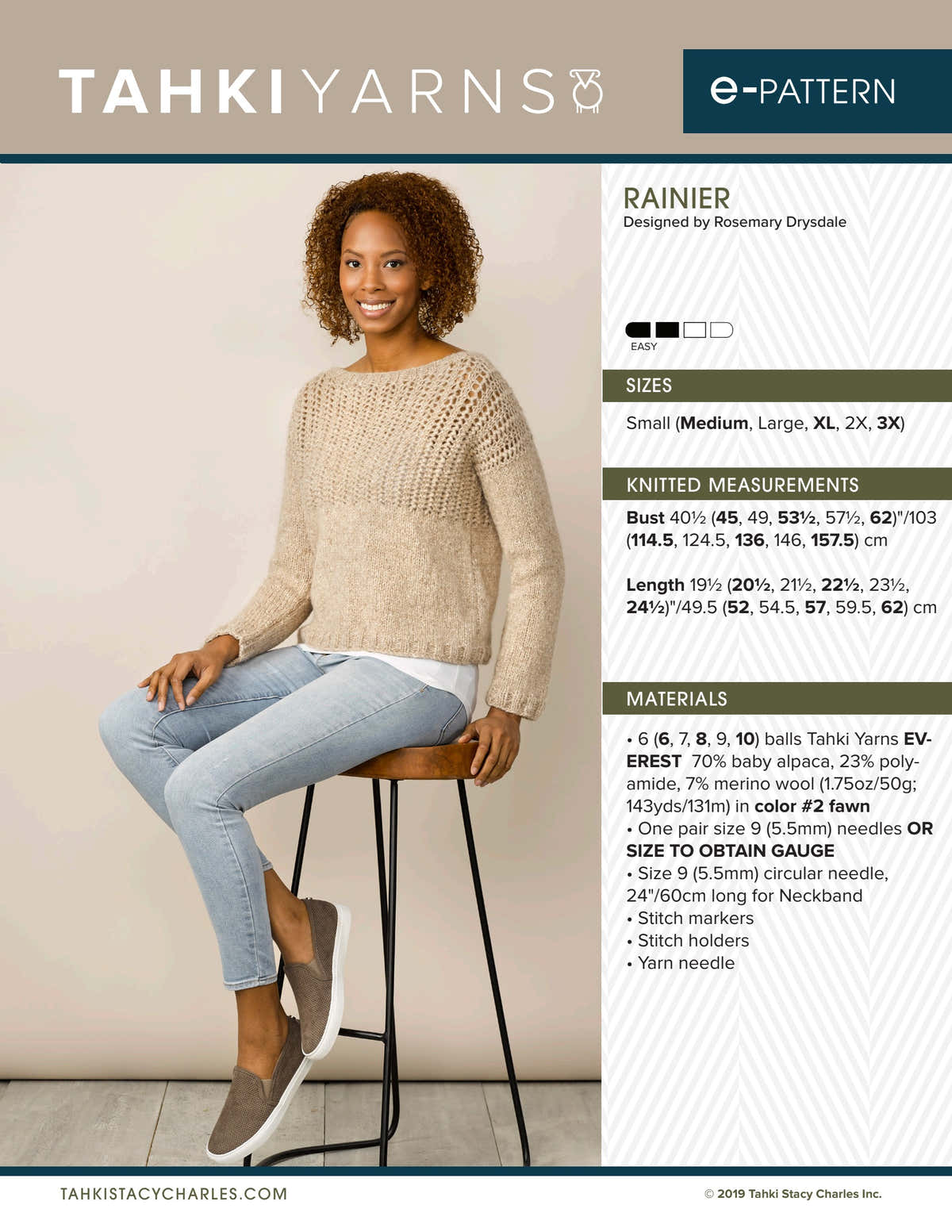 Tahki Yarns Rainier Knitting Pattern