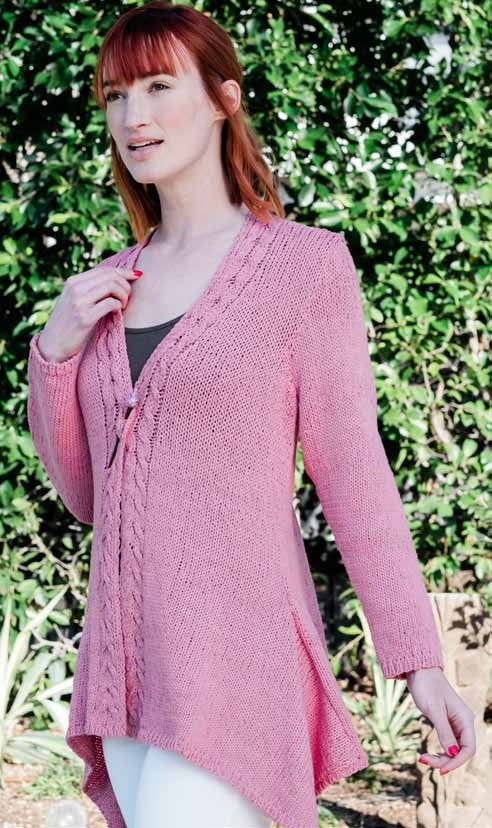Trendsetter B Cabled Border Swing Cardigan Knitting Pattern