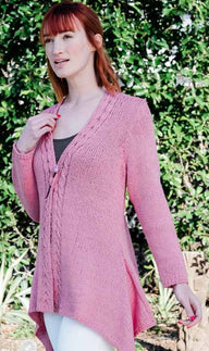 Trendsetter B Cabled Border Swing Cardigan Knitting Pattern