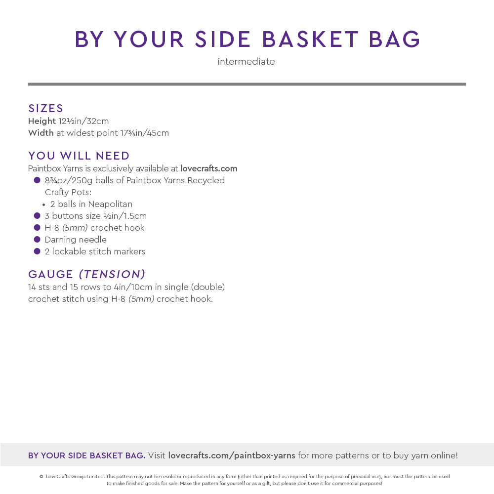 Paintbox Yarns By Your Side Basket Bag Crochet Pattern