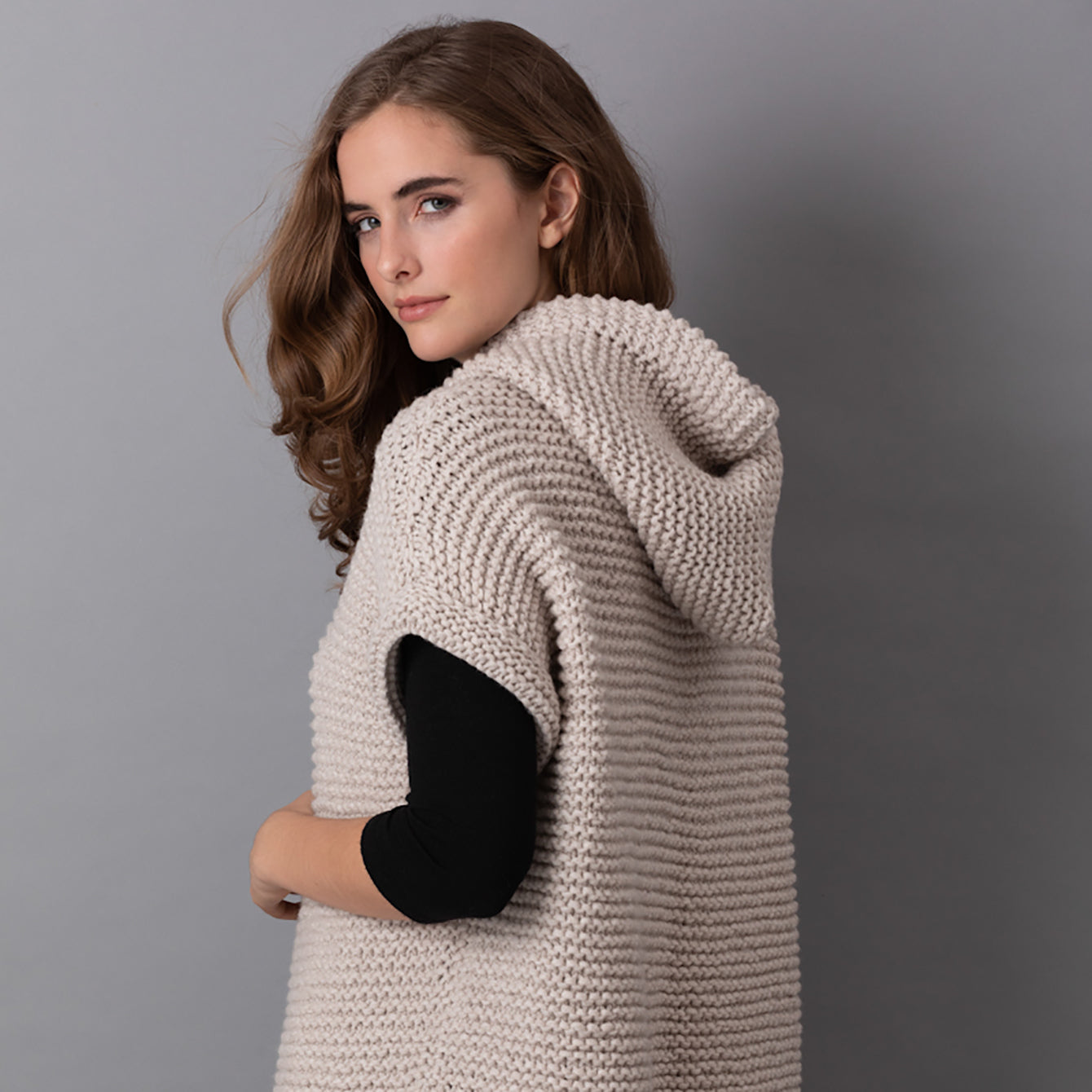 String Meghan Hooded Vest Cardigan Knitting Pattern