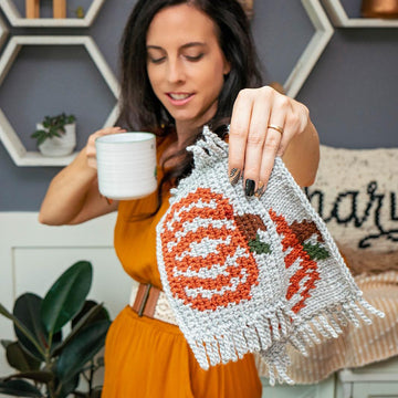 Pumpkin Mug Rug Knit
