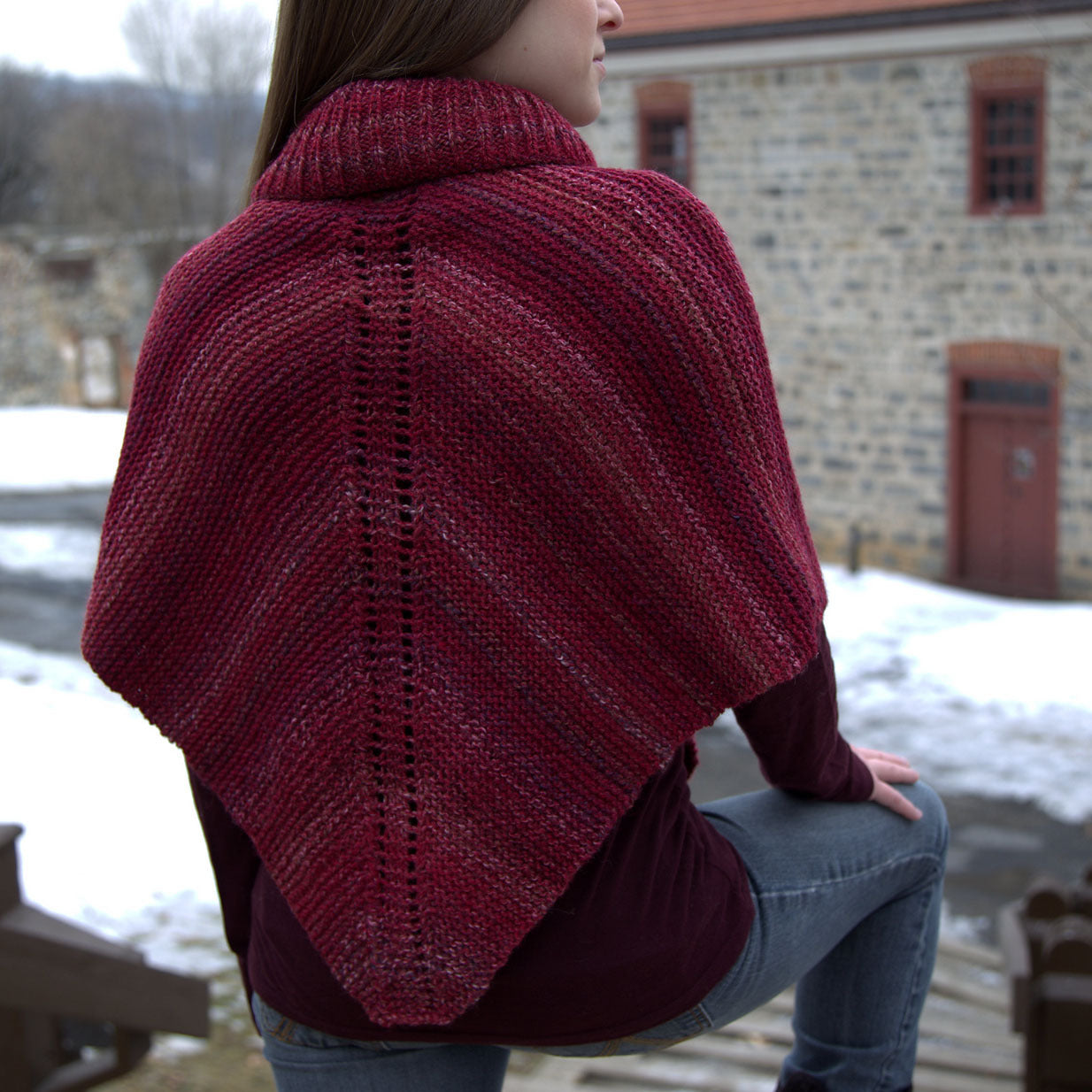 Plymouth Yarn Women's PonchoPDF Cape Knitting Pattern