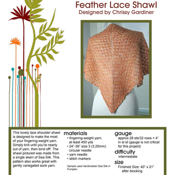 Gardiner Yarn Works Feather Lace Shawl Wrap Knitting Pattern
