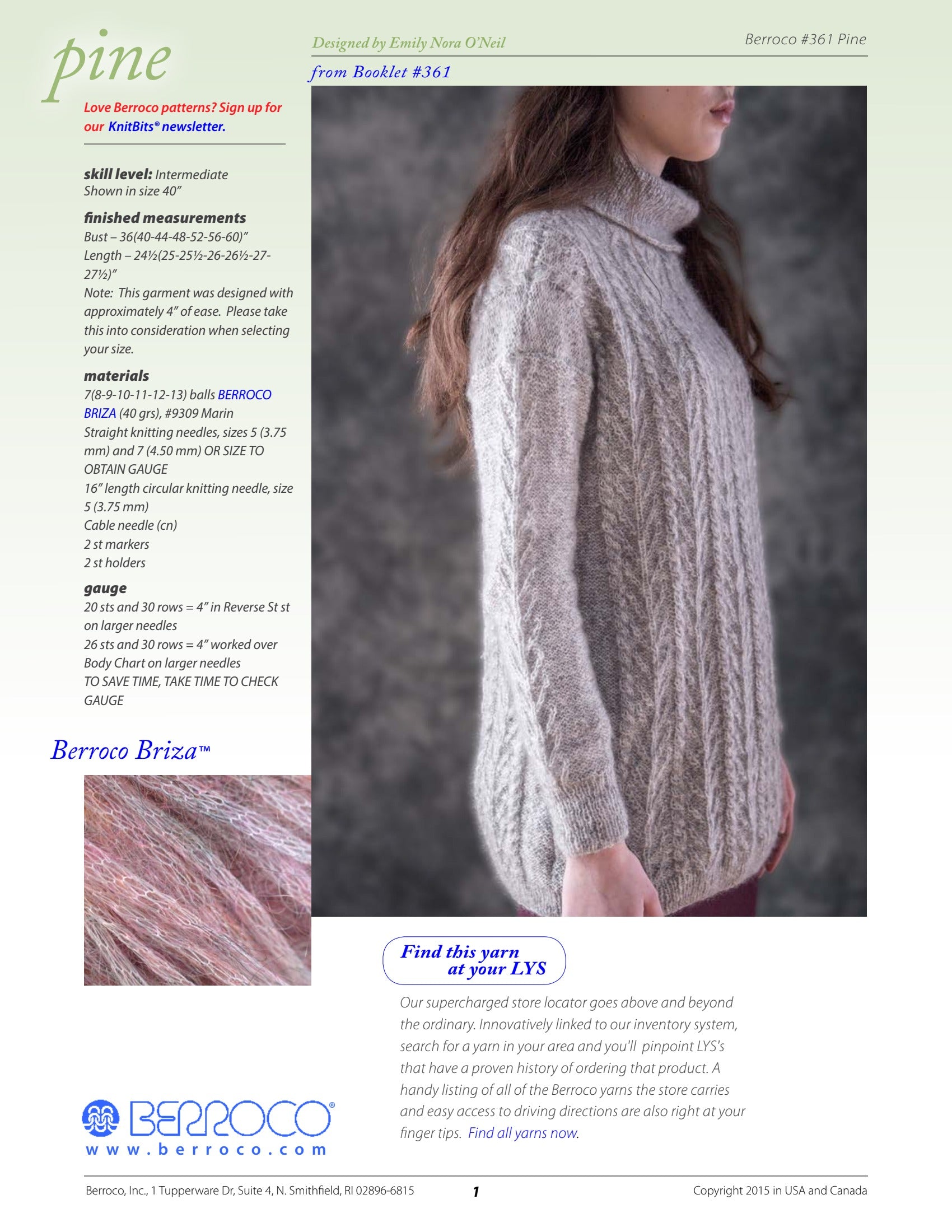 Berroco Pine Jumper Knitting Pattern