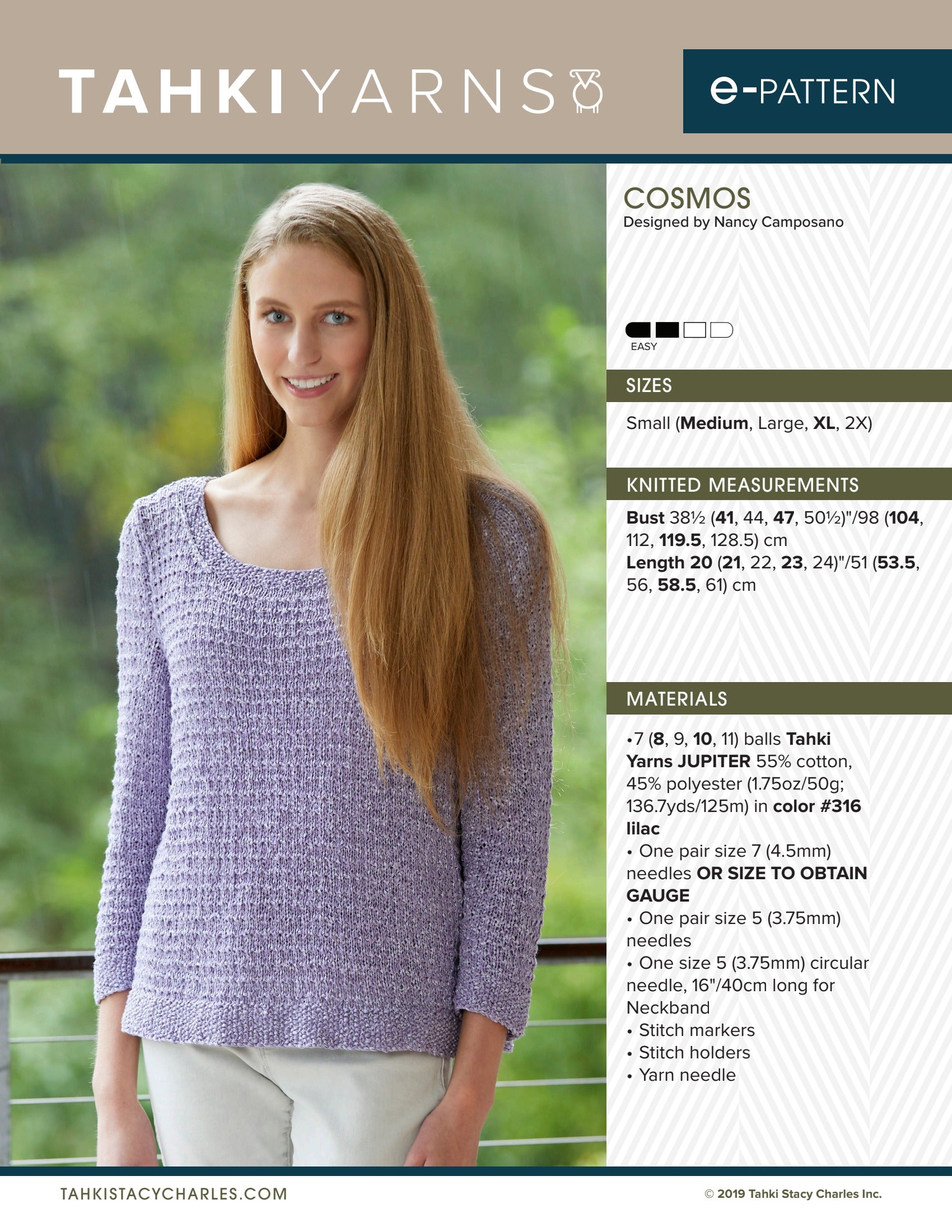 Knitting Sweater Pattern PDF for Women Plus Size – Tahki Yarns Cosmos