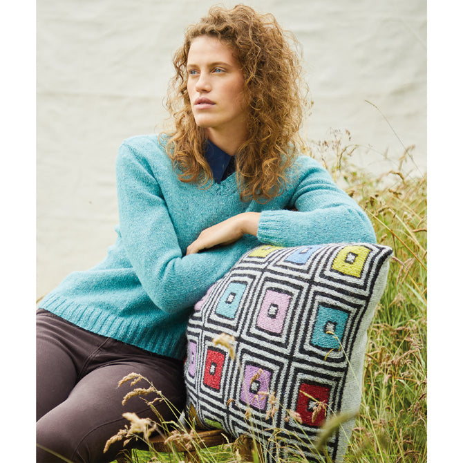 Rowan Black & White Boxes Cushion Homeware Knitting Pattern