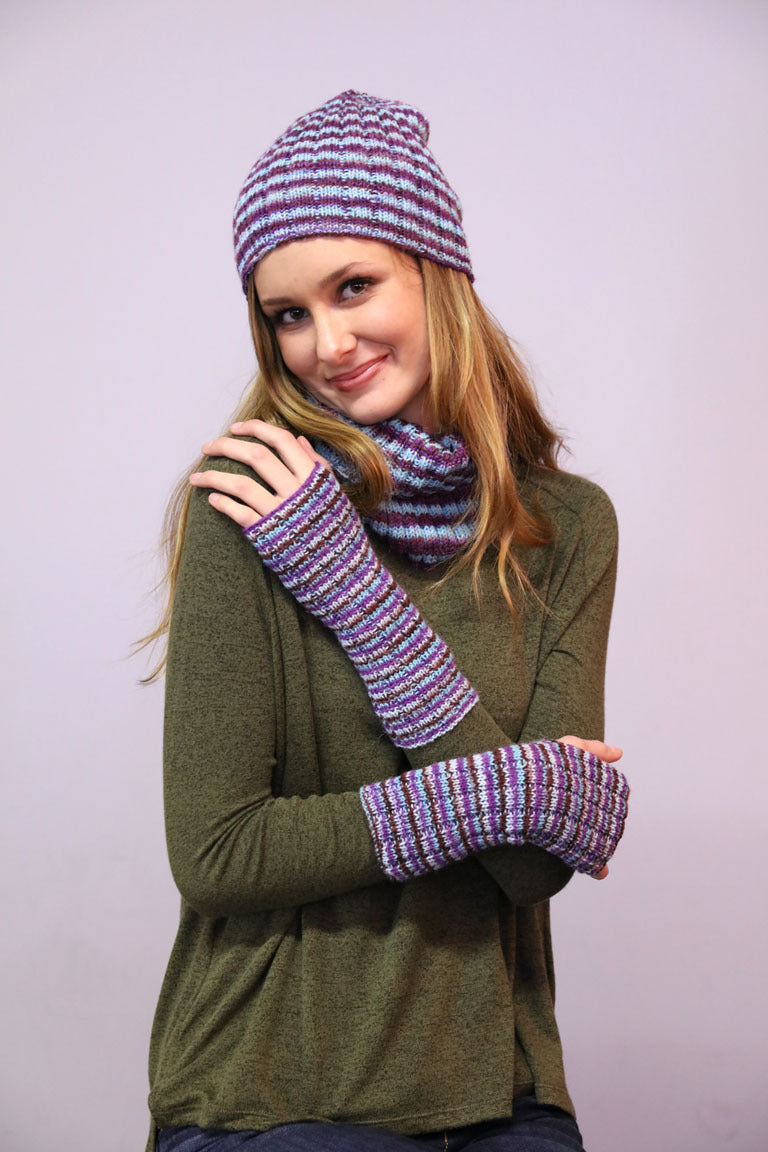 Hat, Cowl, & Mitts  in Plymouth Yarn Andes Sock - 3287 - PDF