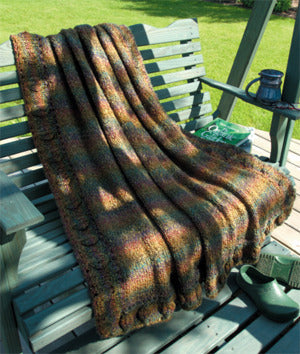Knitted Leafy Border Afghan in Lion Brand Homespun - 974A PDF