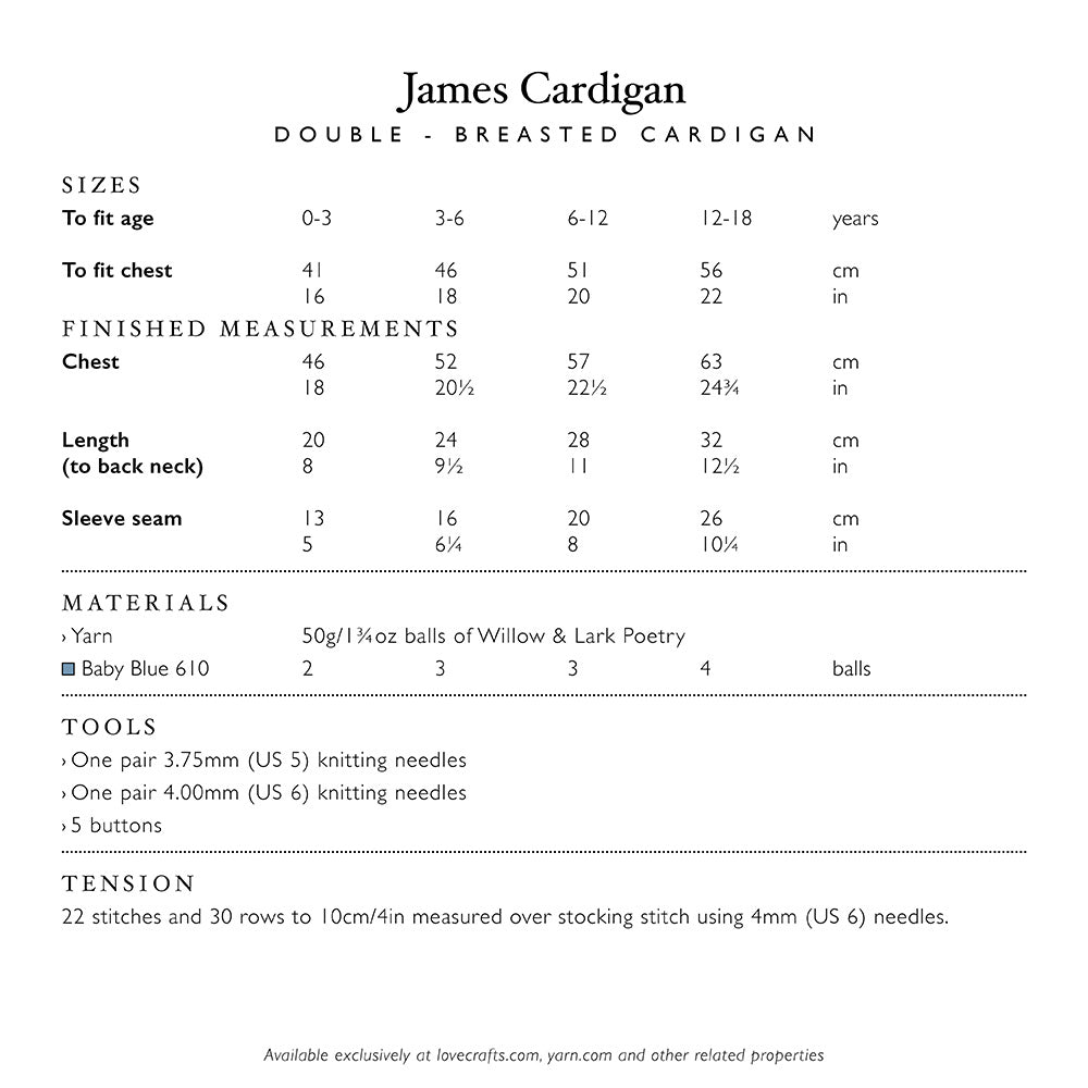 Willow & Lark James Cardigan Knitting Pattern