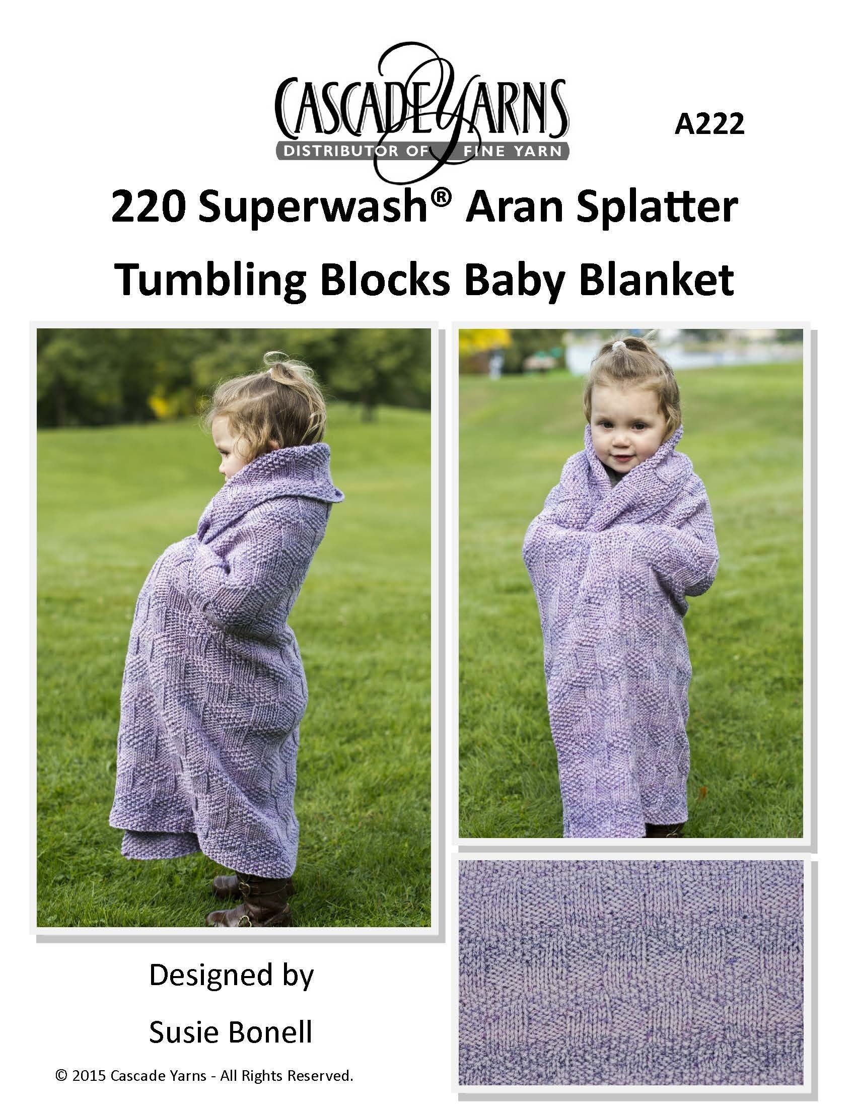 Splatter Tumbling Blocks Baby Blanket in Cascade Yarns 220 Superwash Aran - Free