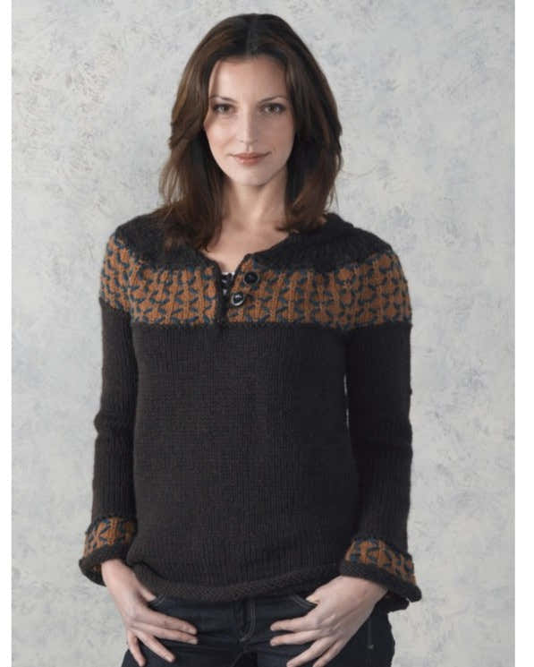 Valley Yarns Dragonfly Henley Knitting Pattern