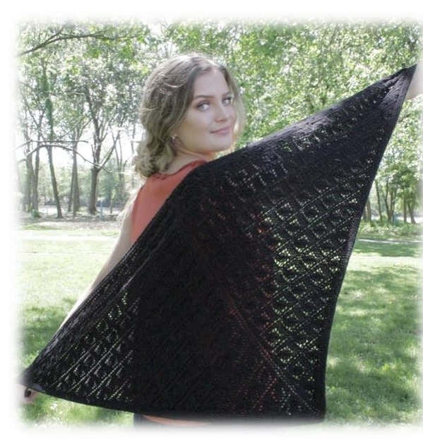 Plymouth Yarn Leaf Lace Shawl Wrap Knitting Pattern