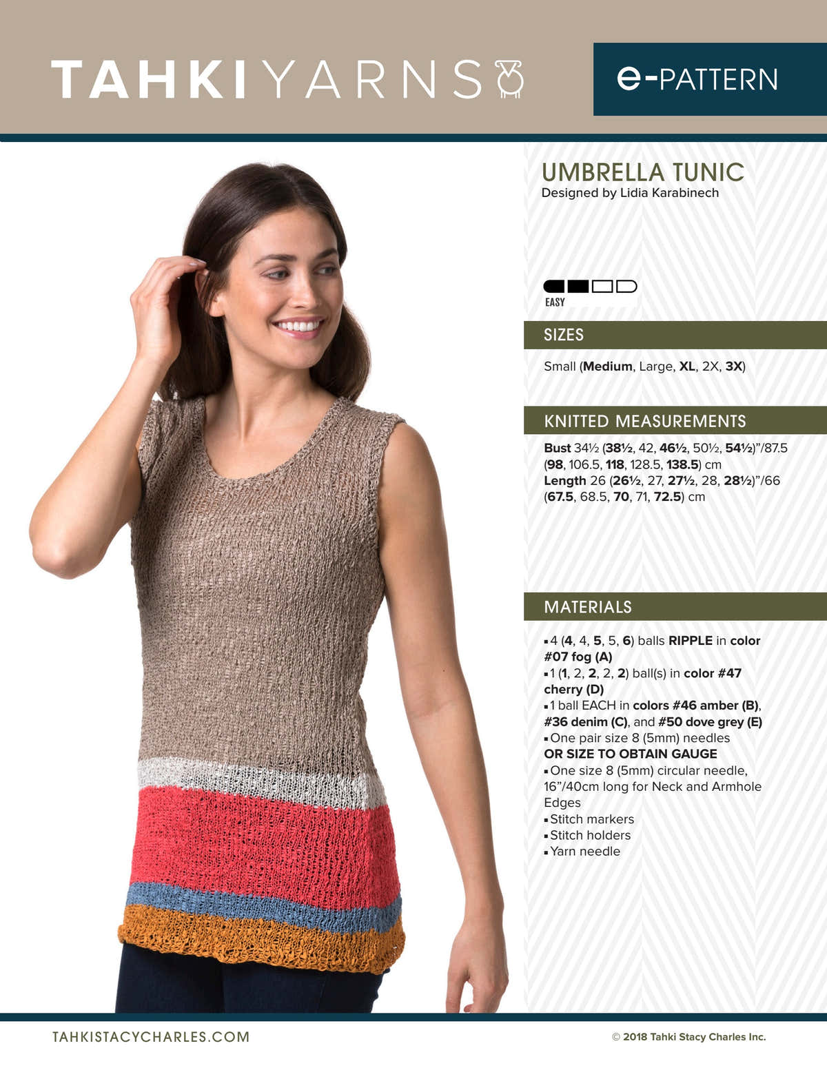 Tahki Yarns Umbrella Tunic Knitting Pattern
