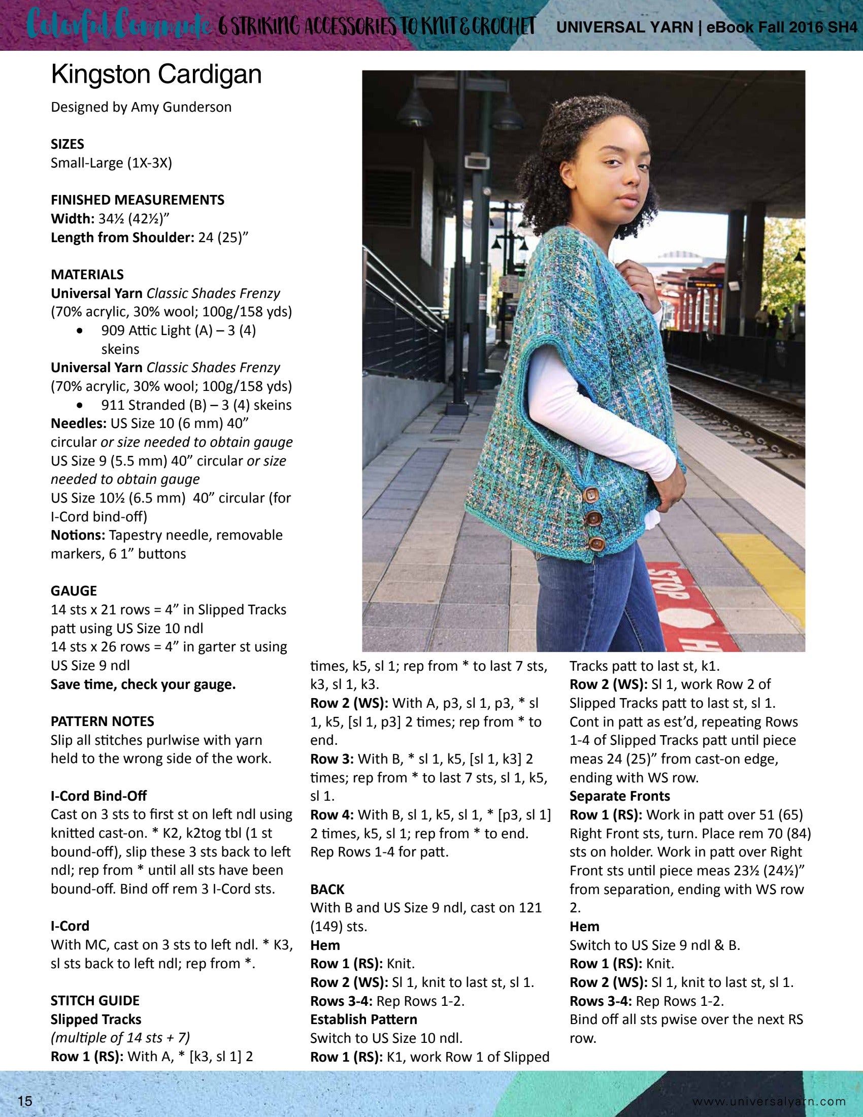 Universal Yarn Kingston Cardigan Knitting Pattern